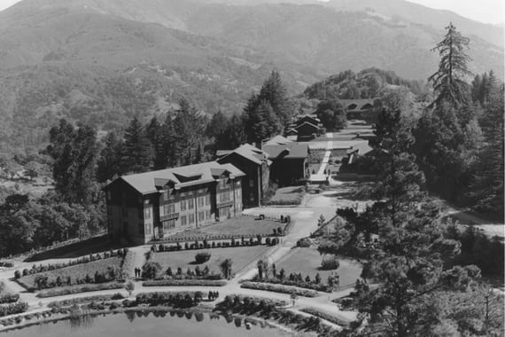 Old photo of the Alma College landscape and buildings