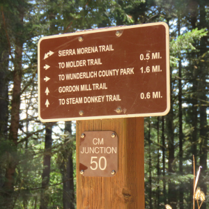 Trail sign includes junction numbers that match preserve maps