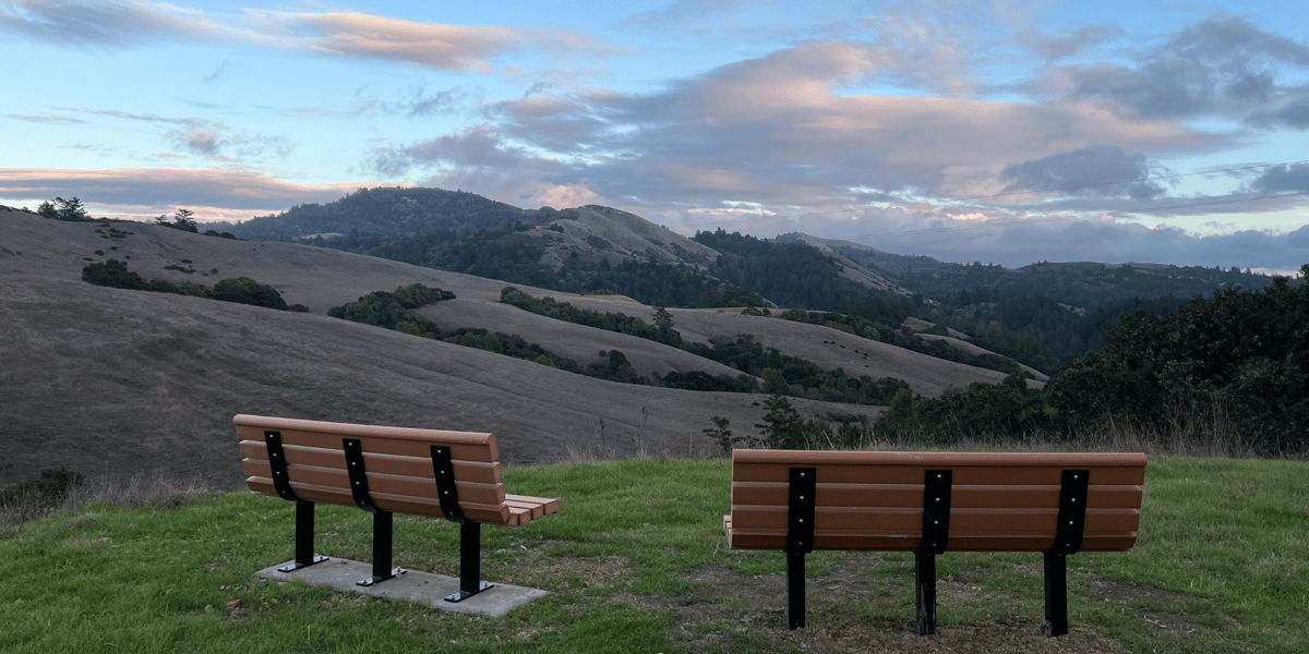 Two benches overlooking vista in La Honda Creek Preserve