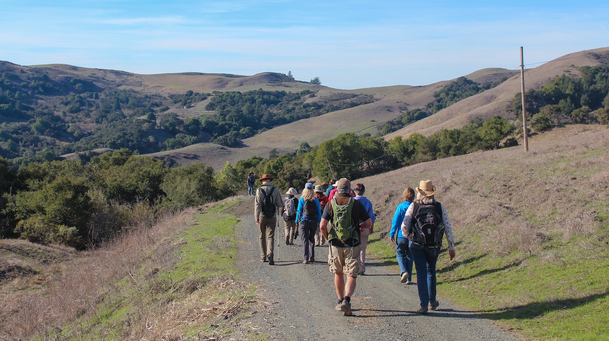 Group of people hiking at La Honda Creek Preserve
