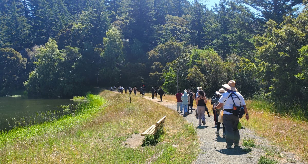 Photo of group hiking in Skyline Ridge Open Space Preserve