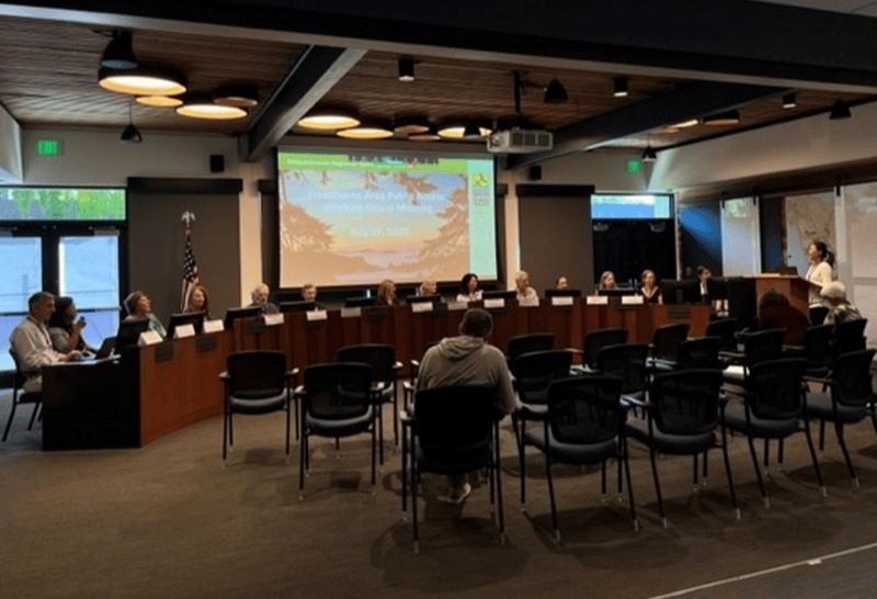 Group of people at meeting in office board room