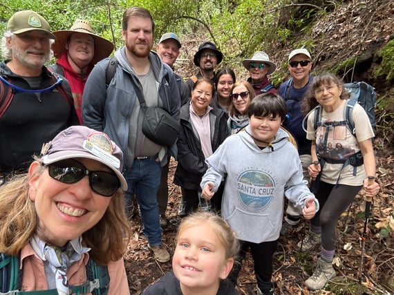 Group of hikers pose for a selfie